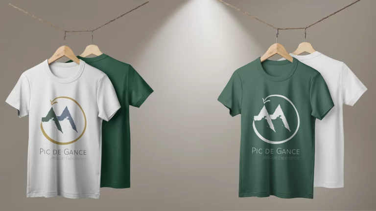 Tee-shirt blanc avec logo du Pic de Gance réalisé par Noémie Bouton designer graphique à Bordeaux